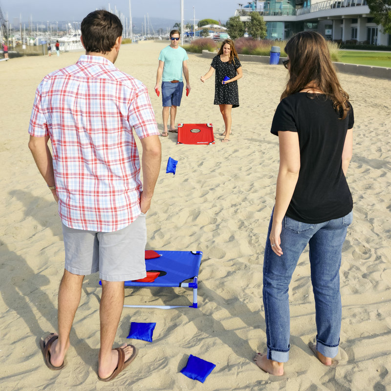 Portable Red and Blue PVC Cornhole Game Set with Bean Bags