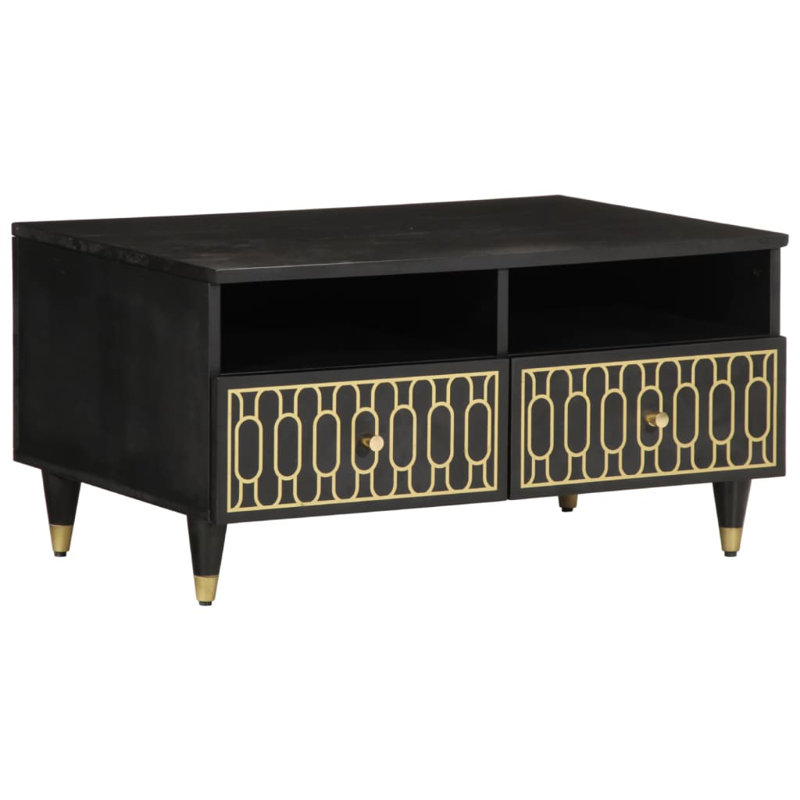 Aiyaan Coffee Table with Storage, Black/Gold, Black