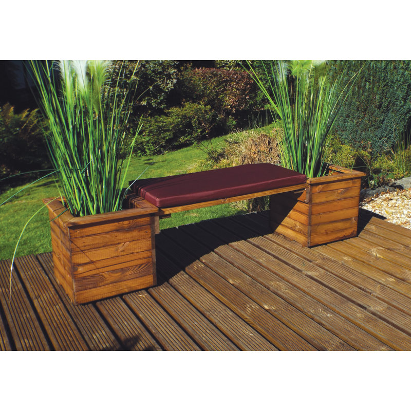 Farrar Solid Wood Redwood Outdoor Bench, Burgundy