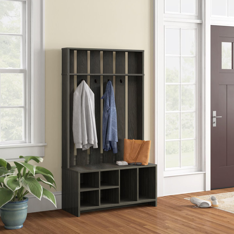 Arbre d'entrée Whipkey avec banc et rangement pour chaussures, Espresso