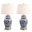 Ensemble de lampes de table bleues et blanches 31 po Mccrady