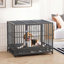 Cage pour chien en cage robuste de 43 po PawHut avec roues verrouillables, porte double et plateau amovible, gris