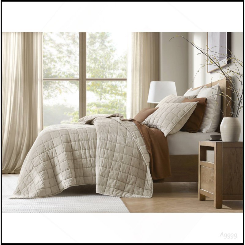 Ensemble de courtepointe en lin 3 pièces, Linen