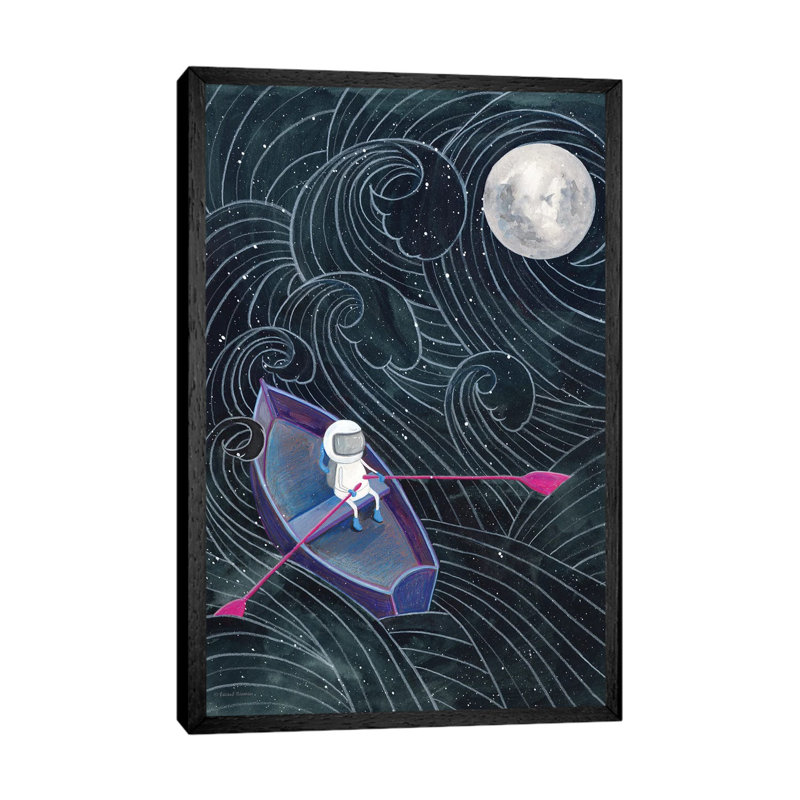 Boat To The Moon by Rachel Nieman - Gallery-Wrapped Canvas Giclée on Canvas, 101.6 cm H x 66.04 cm W, Black Floater Framed