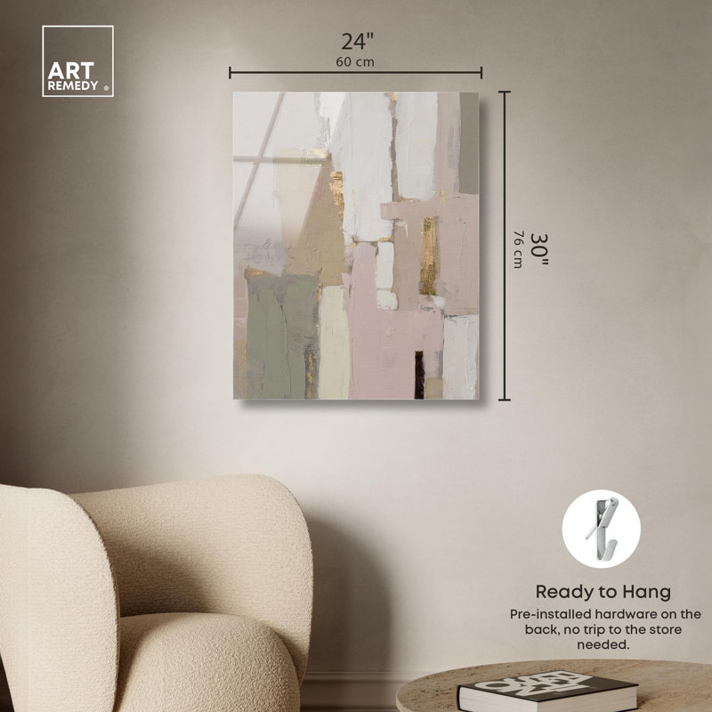 «Misty Pink Dawn I», reproduction sur toile, art bohème neutre par Art Remedy, H 30 po x l 24 po