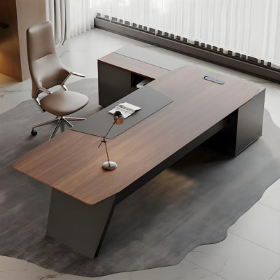 94.49"Modern minimalist brown office desk