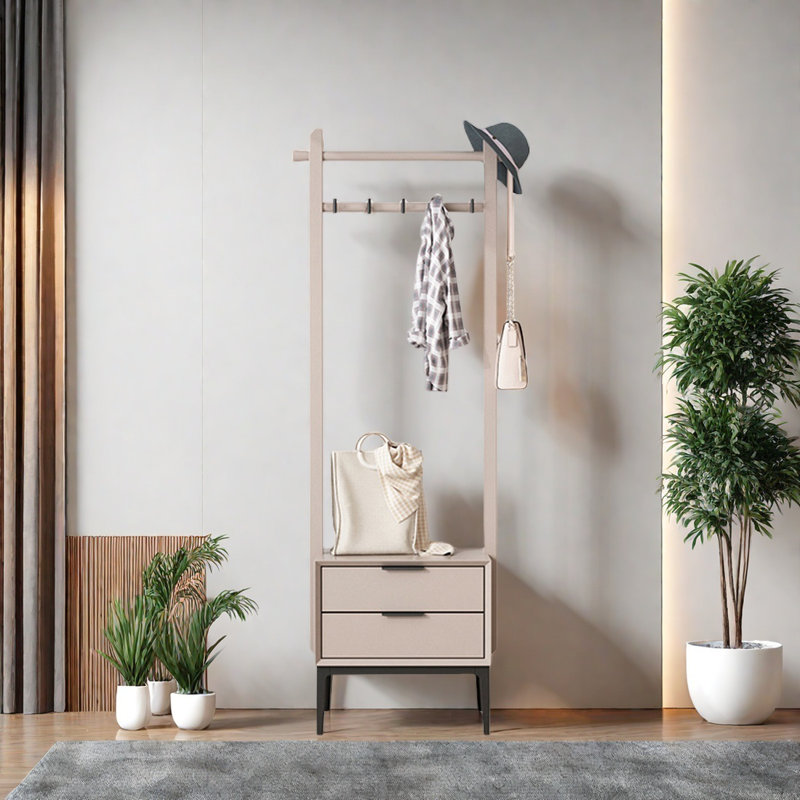 Portemanteau, armoire à chaussures, plateau à langer, Beige