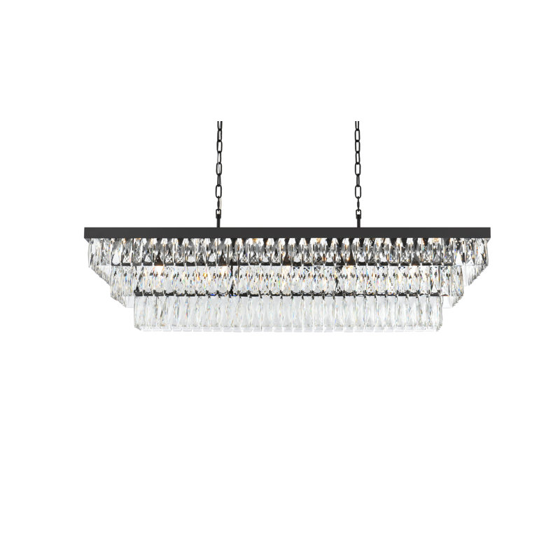 Iva 48 inch Rectangular Chandelier , Black