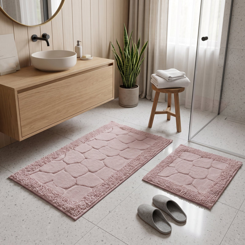 Ensemble de tapis de bain en coton Rosewater Cobblestone (2 pièces)