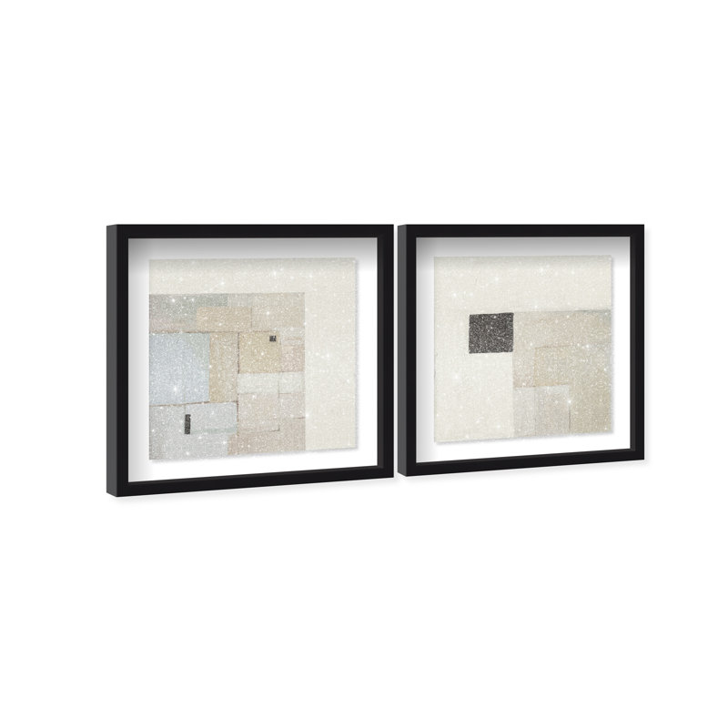 Soft Roughness Set Shadowbox Abstract Print by Oliver Gal, Black Frame, 12 x 12, 41.5"H x 41.5"W, Black Shadowbox