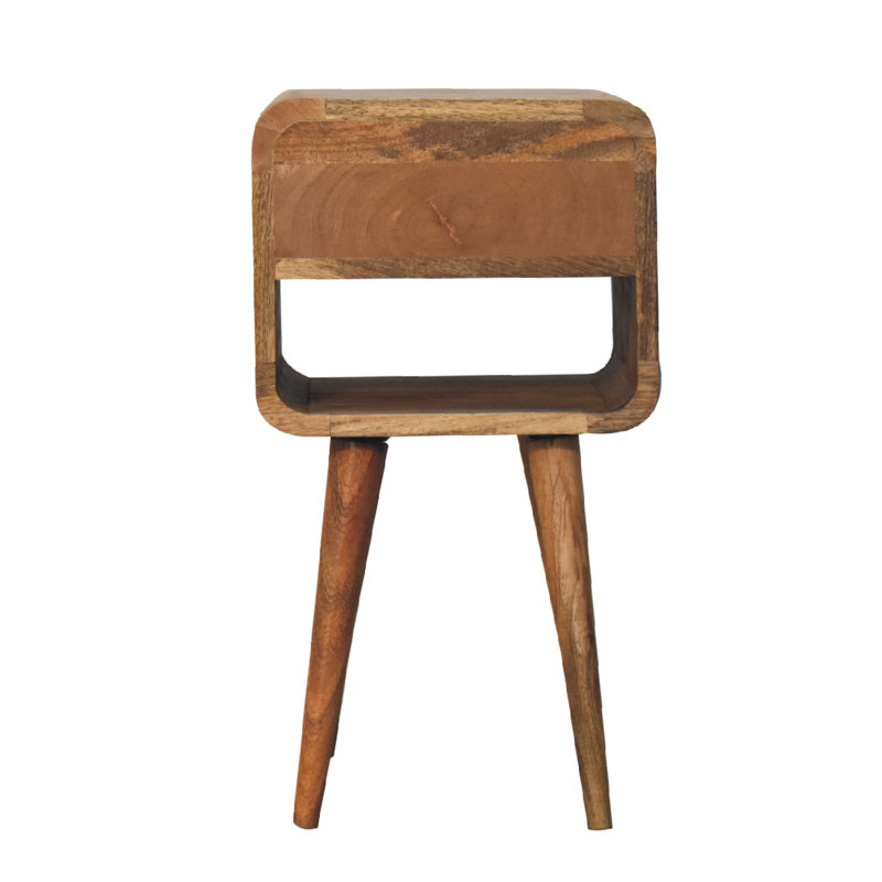 Bressyln 30cm W Solid Wood Bedside Table, Beige