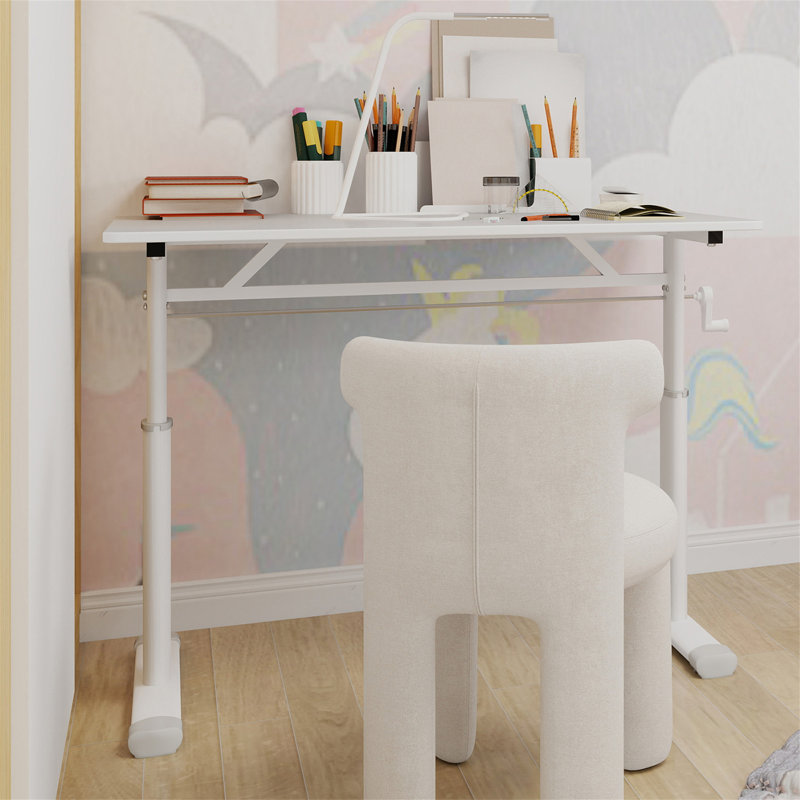 Bureau d'étude réglable adapté aux enfants et aux adultes (sans la chaise), Blanc, H 35,43 po x l 39,37 po x P 23,62 po