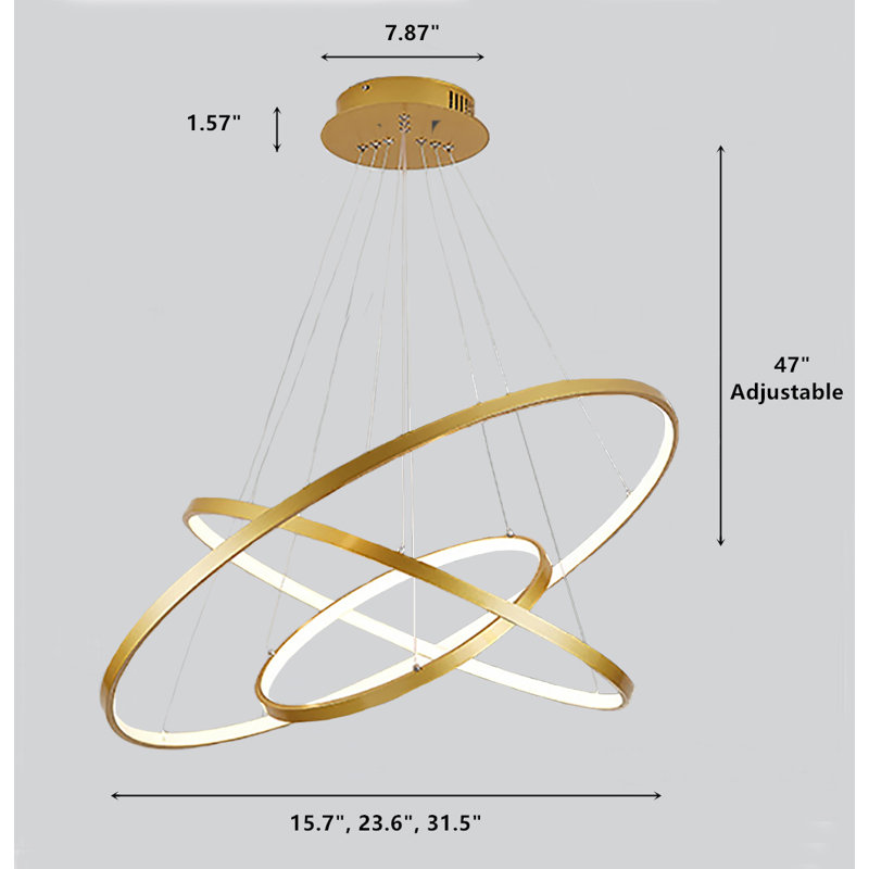 Thida 3 - Light LED Geometric Chandelier, Gold