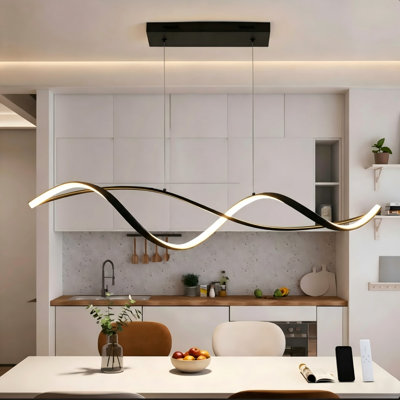 2 - Light Black LED Dimmable Kitchen Island Pendant with Remote & App Control