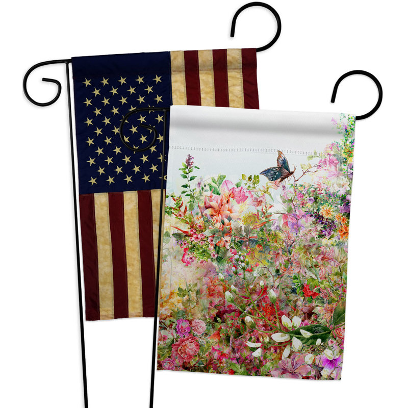 Drapeau de jardin fleur en polyester 18 po x 13 po