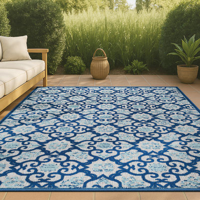 Tapis intérieur / extérieur gris clair / bleu Vidar
