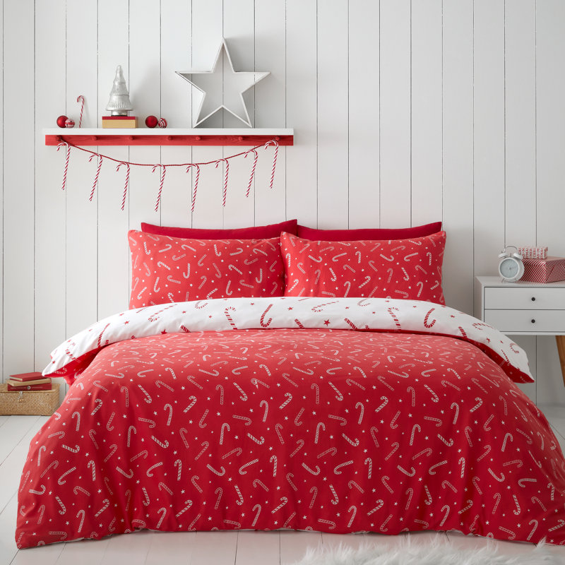 Christmas Candy Cane Duvet Cover Set, Double
