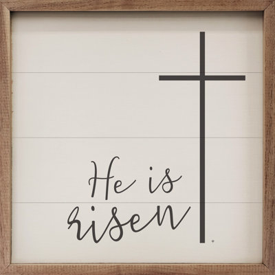 He Is Risen Cross White