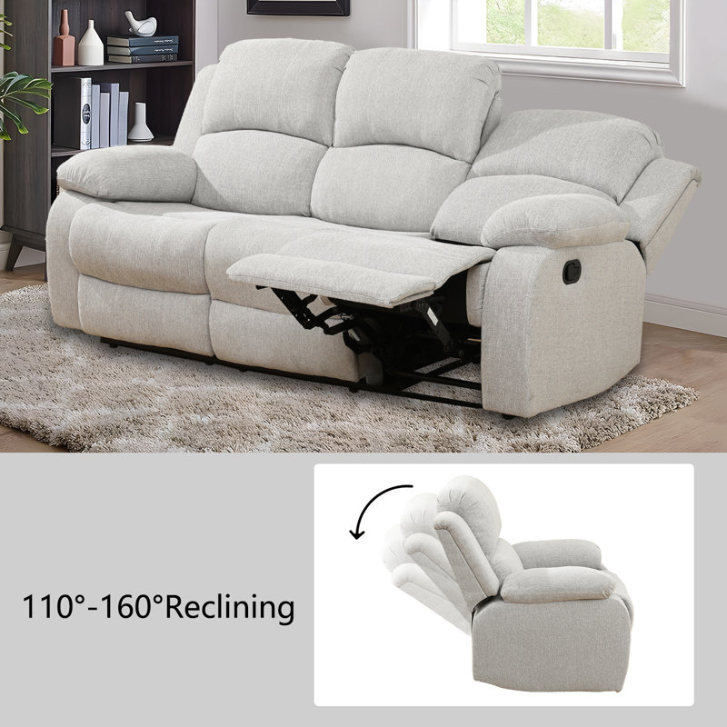 Canapé inclinable Beauvale, Mélange de coton, Blanc