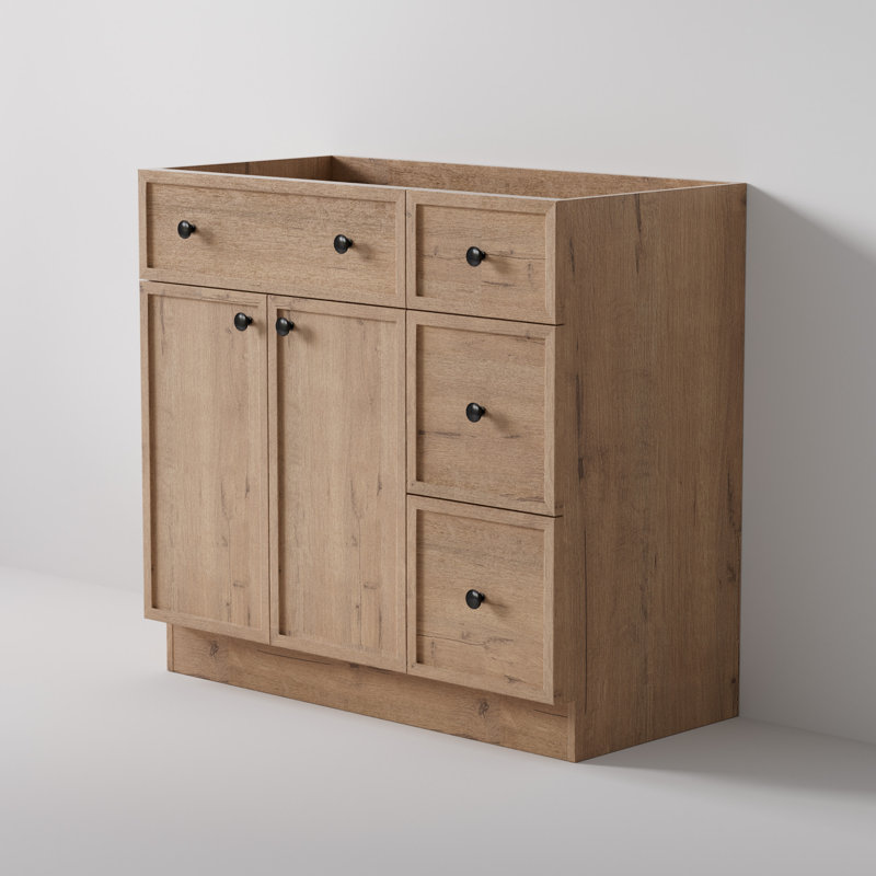 36" Freestanding Farmhouse Single Bathroom Vanity Cabinet Base Only, without Sink Top, Oak
