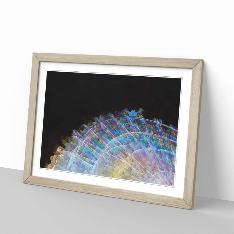Lights of the Ferris Wheel in Abstract - Picture Frame Painting Print, Oak Framed, 27cm H x 36cm W x 2cm D