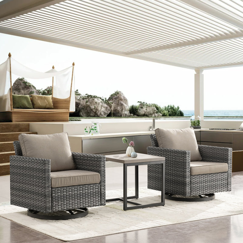Nazime 2 Person Seating Group with Cushion, Gray, Gray