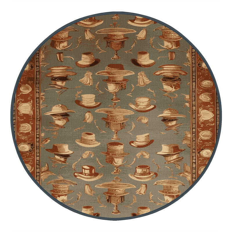Tapis brun français lavable à la machine, Rond 3 pi