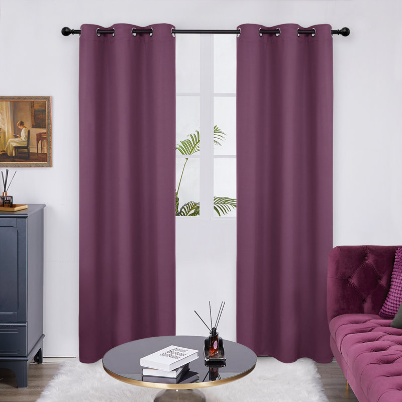 Thermal Insulated Room Darkening Grommet Curtain Panels (Set of 4), 42" W x 84" L, Navy Blue