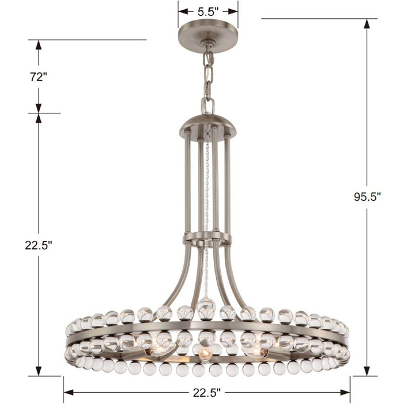 Clover 12-Light Crystal Pendant, 22.5", Aged Brass