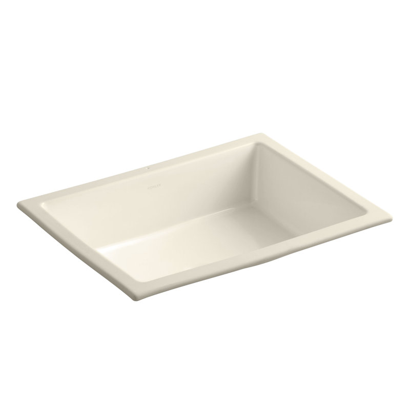 Lavabo de salle de bain rectangulaire encastrable avec trop-plein Verticyl, Amande