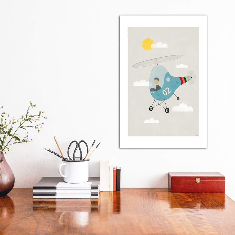 Heli - imprimé, Pas de tapis, Toile tendue, H 18 po x l 12 po x 1,5 po