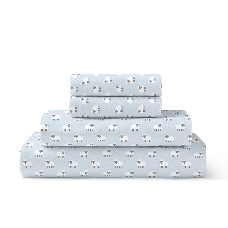 Flannel Animal Print Sheet Set, Queen Sheet Set + Fitted Sheet + 2 Pillowcases