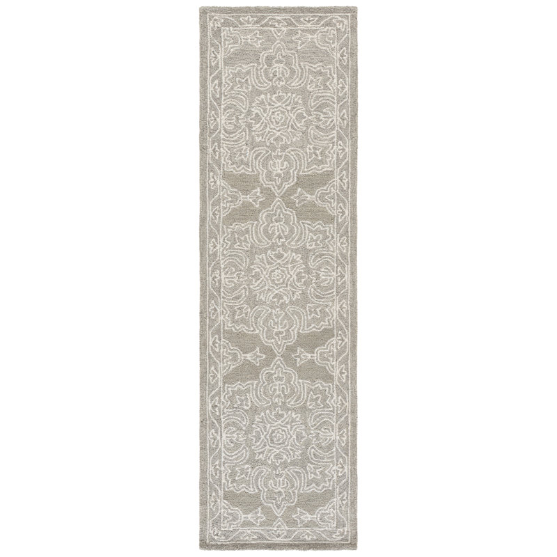 Martha Stewart 3859 Hand Tufted 85% Wool; 15% Cotton Damask Rug, 2'-3" X 8'-0" Runner
