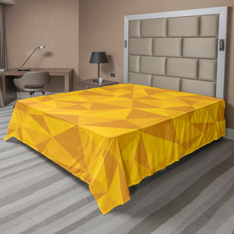 Ambesonne Nature Top Flat Sheet Glisten Fish Sunlight King Blue Purple White, Jaune / orange, abstrait