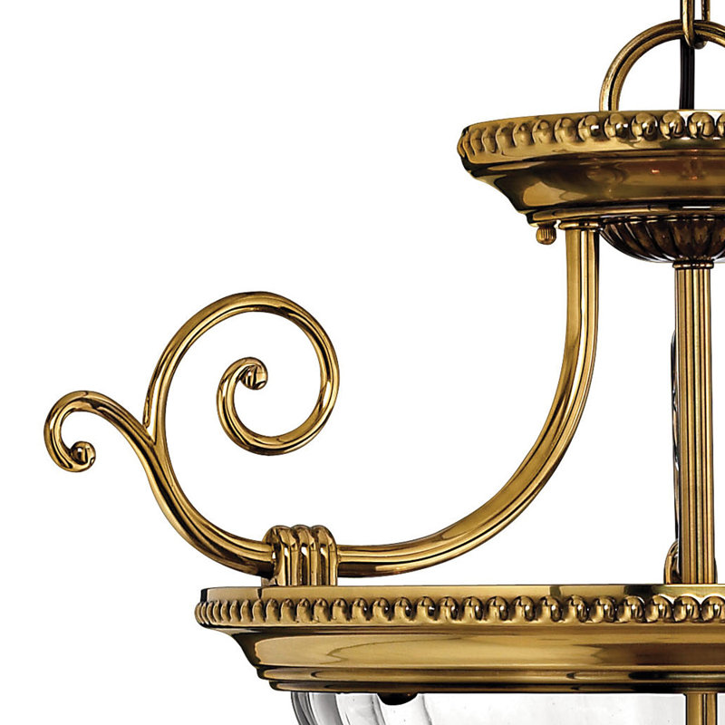 Oxford 3-Light Single Urn Pendant, 22.5" x 21.5", Burnished Brass