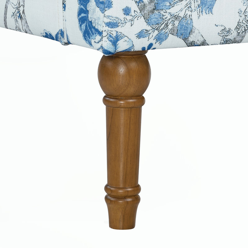 Chaise d'appoint, fauteuil floral, garniture cloutée, Blue