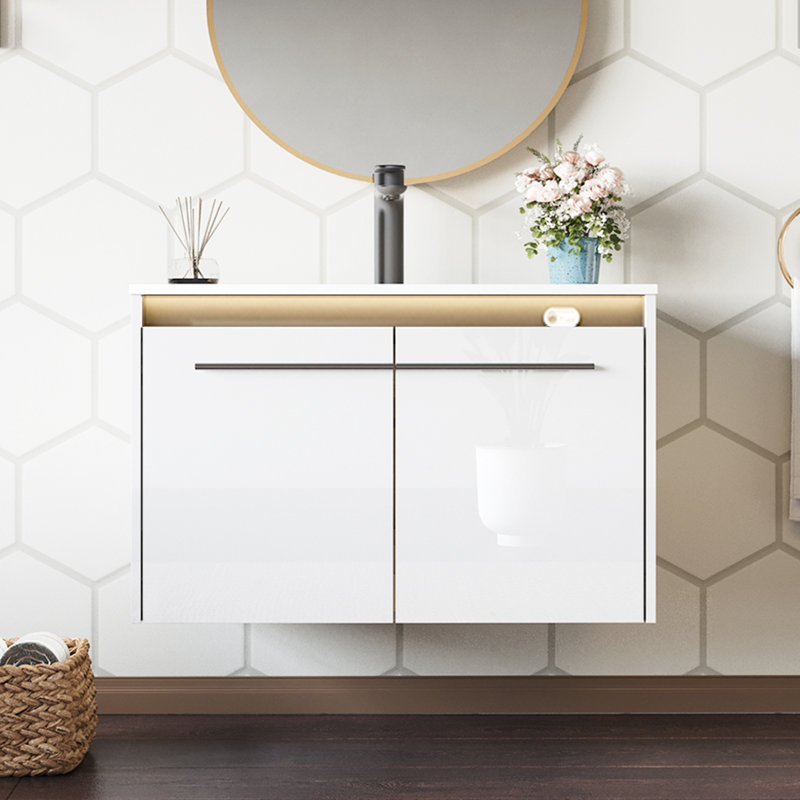Ensemble de meuble-lavabo avec lavabo Ayanda, Blanc