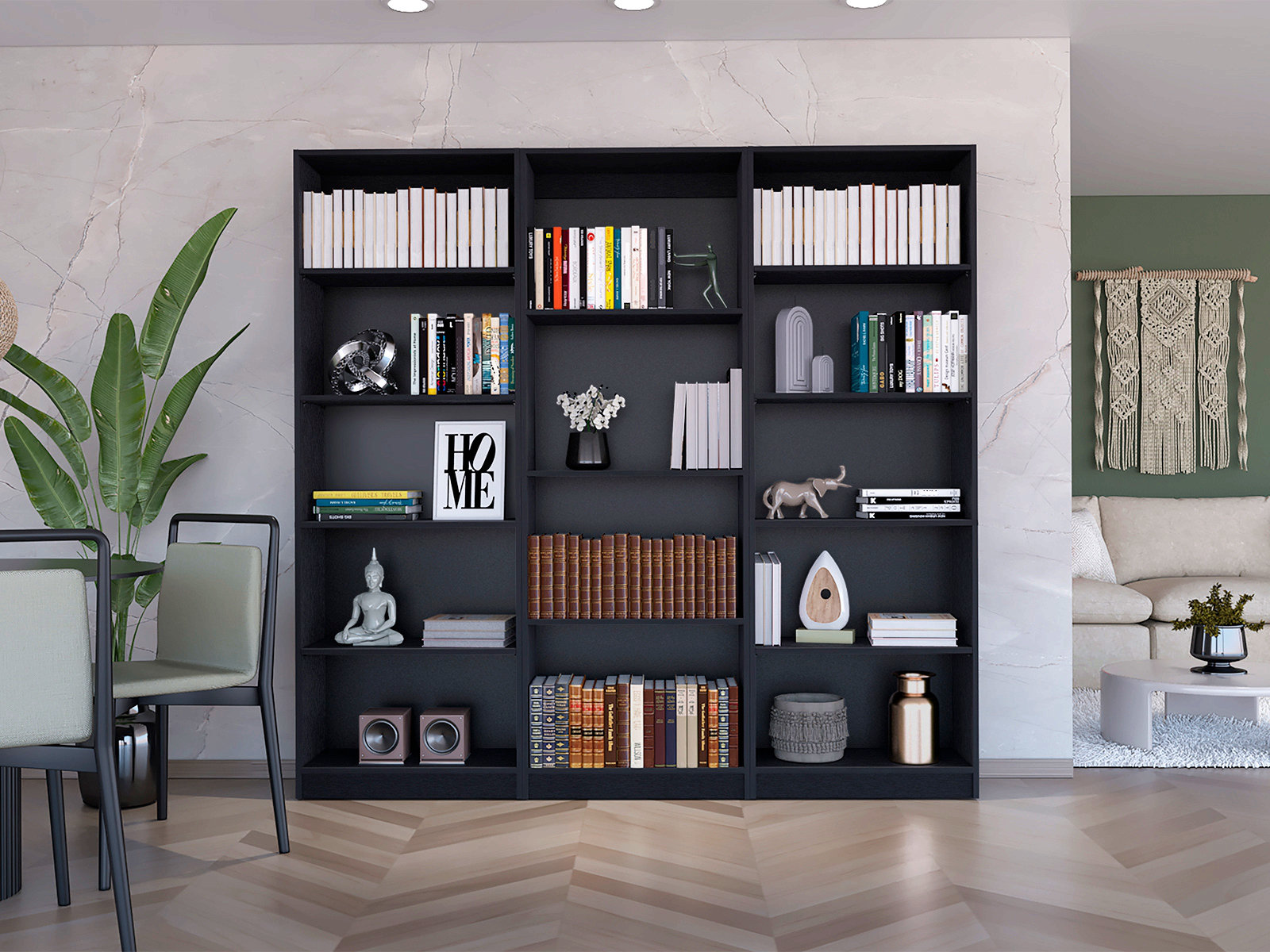Latitude Run® Three Piece Home Bookcase Set, 74