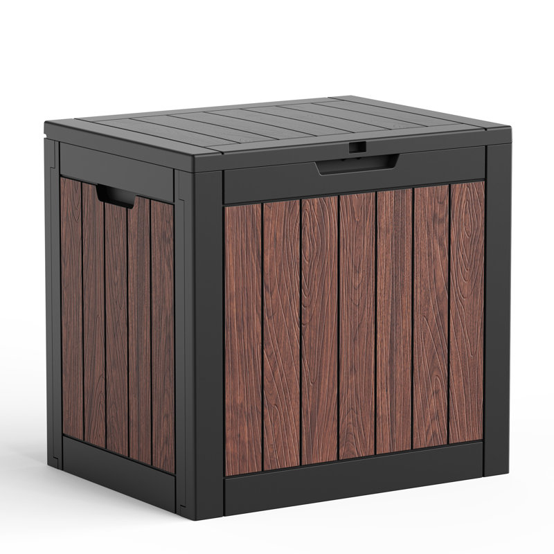 Coffre de jardin extérieur en résine de 35 gallons (132 litres), résistant aux intempéries, avec couvercle verrouillable.