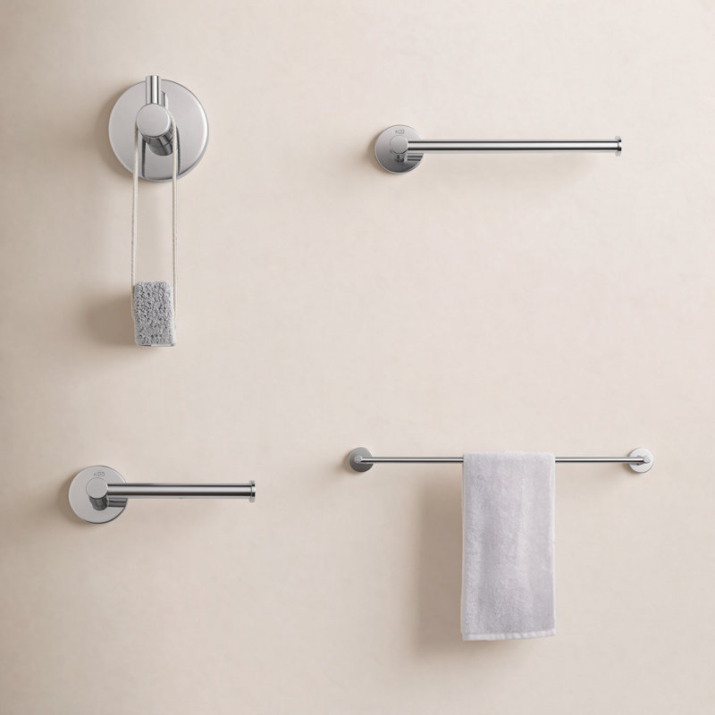Circular 4 - Piece Bathroom Hardware Set, Chrome