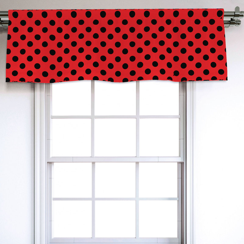 Sateen Polka Dots Ruffled Window Valance