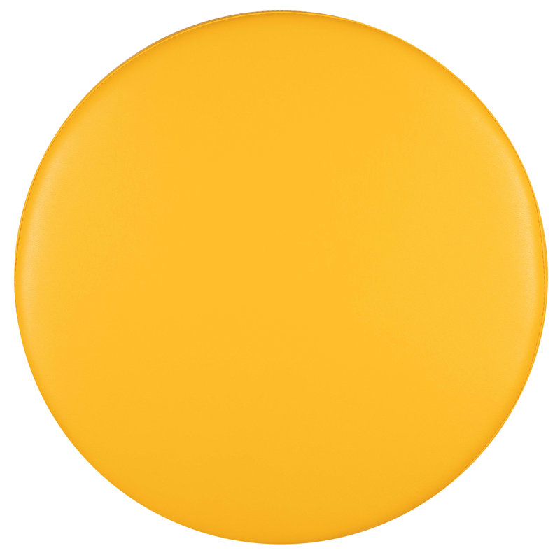 Modular Yellow Vinyl Round Ottoman for Versatile Spaces