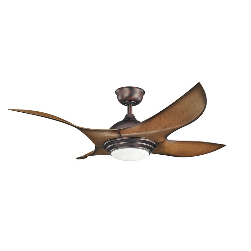 Shuriken 52'' Ceiling Fan with LED Lights, Oil Brushed Bronze with Walnut Shadowed Blades