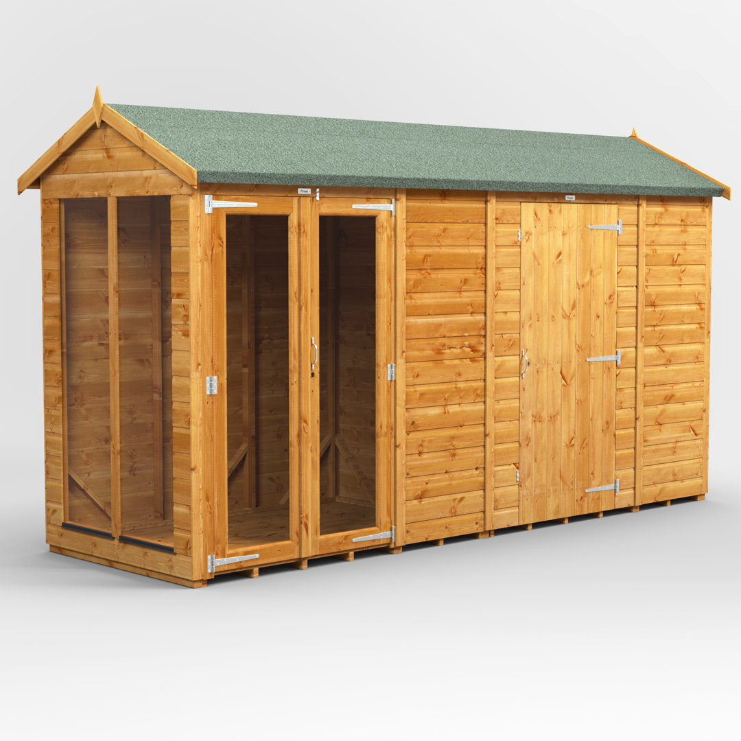 Powersheds 12 x 4ft Timber Tongue & Groove Apex Summerhouse Combi (includes 6ft Side Store)