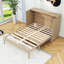 Lit escamotable double en bois avec tiroirs de rangement et ports USB