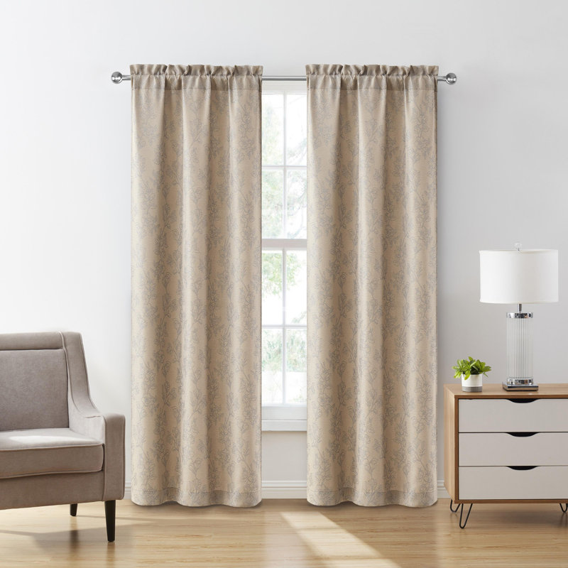 Panneau de rideau occultant avec passe-tringle, Beige, L 52 po x L 84 po