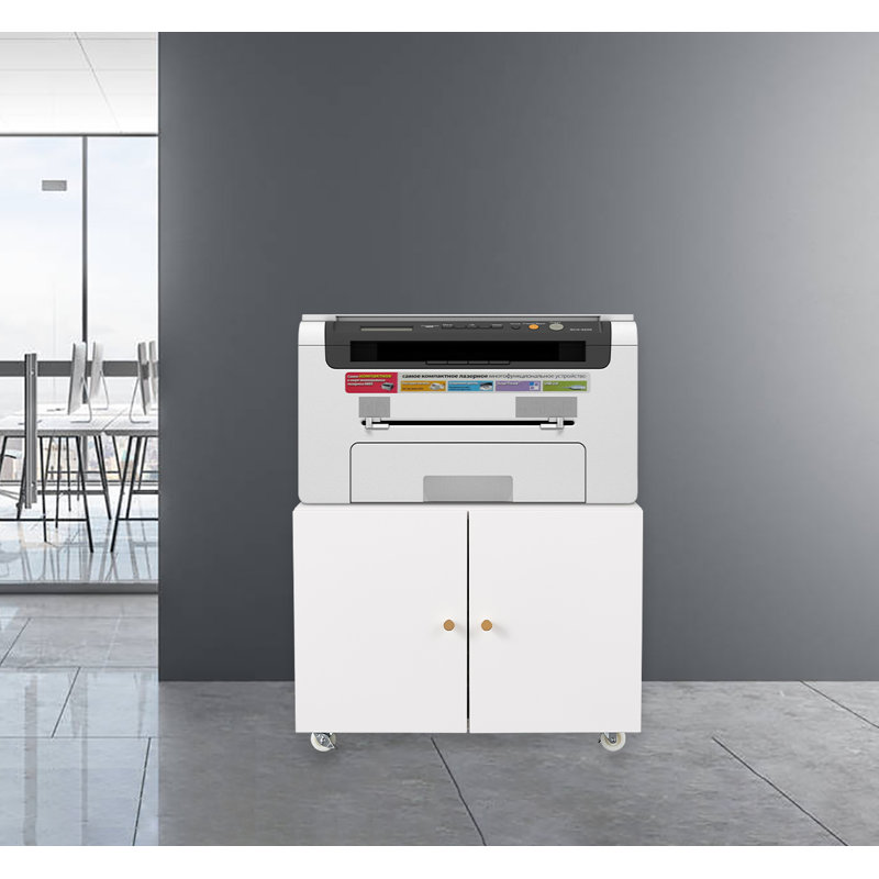 Spofford White Steel Mobile Pedestal Printer Stand - Office Furniture Copier Cabinet, White