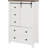 Farmhouse 5-Drawer Tall Dresser, Wood Chest with Sliding Barn Door-1400184187