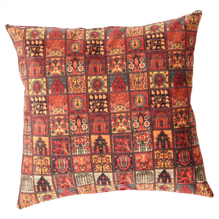Square Throw Pillow, Red/Yellow/Black