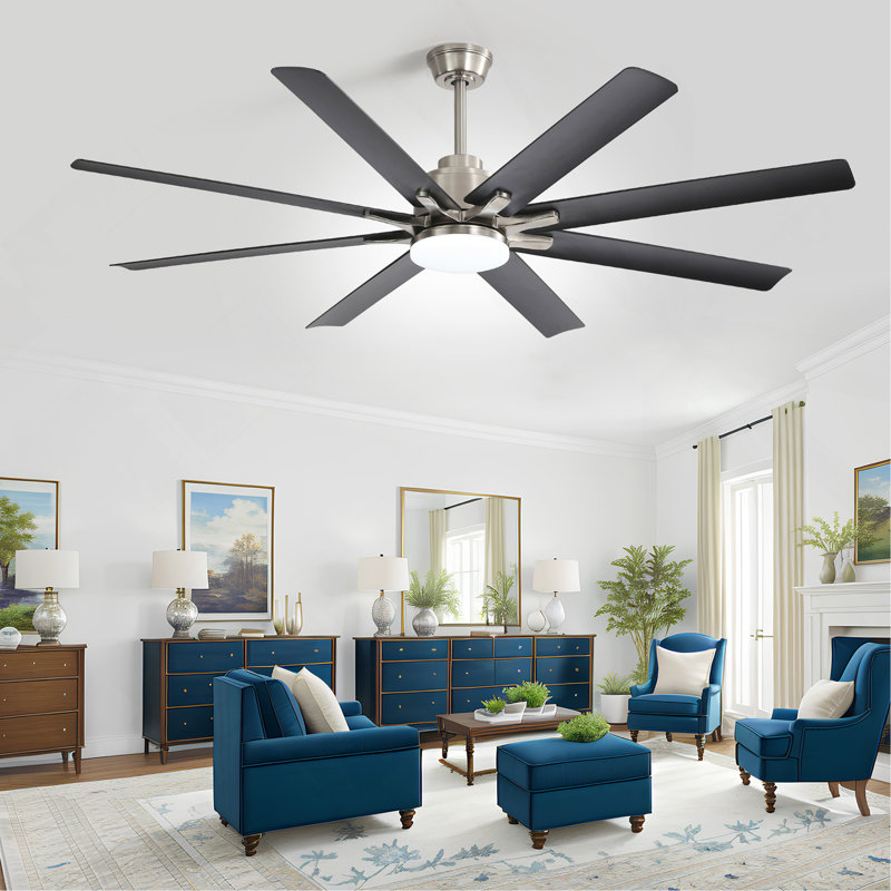 Ventilateur de plafond 66 pouces à profil bas en ABS avec lumières à intensité variable et moteur à courant continu réversible silencieux à 6 vitesses pour l'intérieur